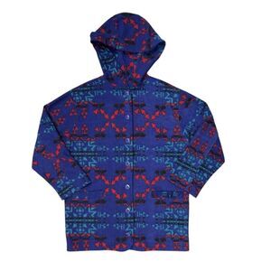 Vintage Stefano Worldwide Hooded Fleece Jacket M Southwestern Aztec 90s Sweater